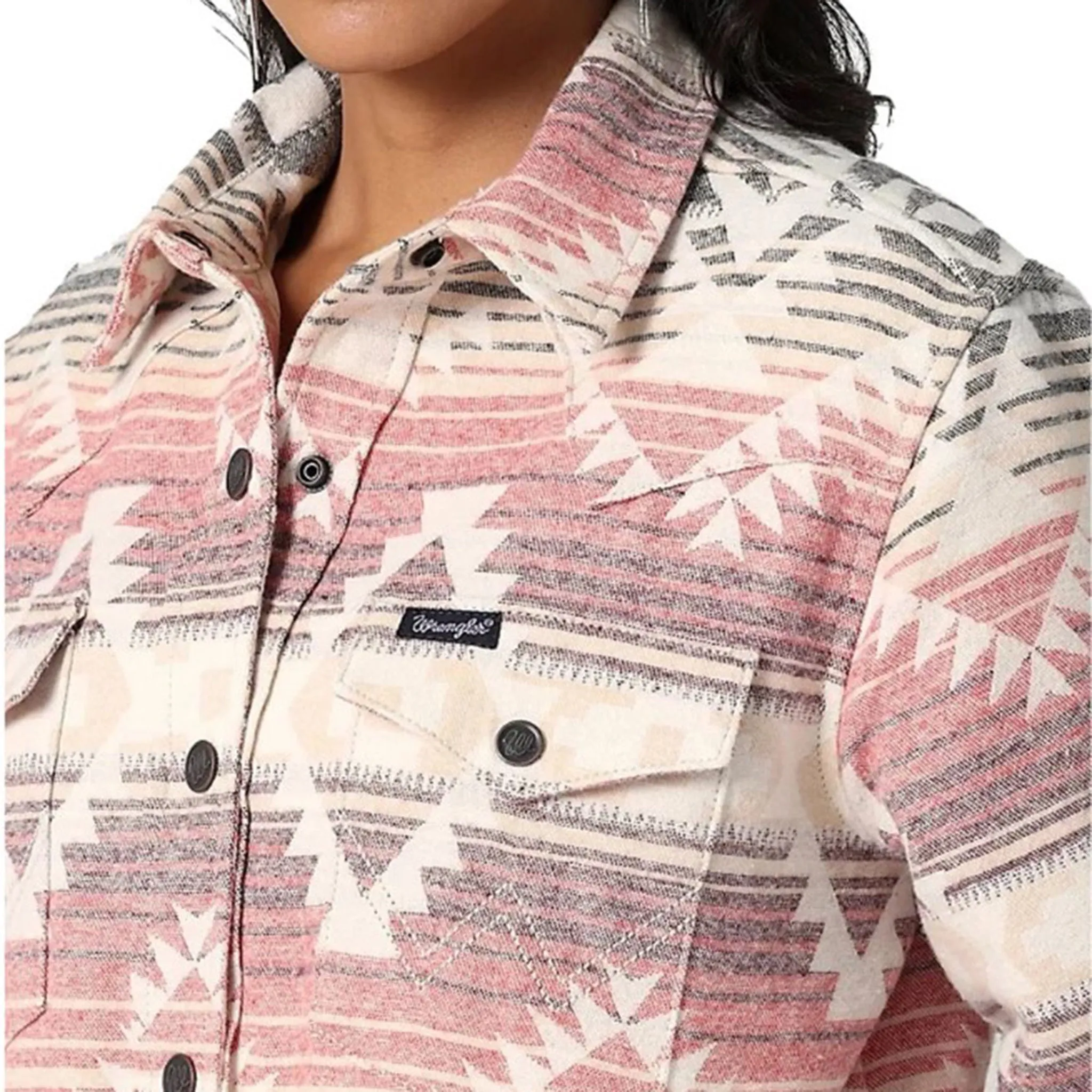 Wrangler Women's Pink & White Aztec Shacket