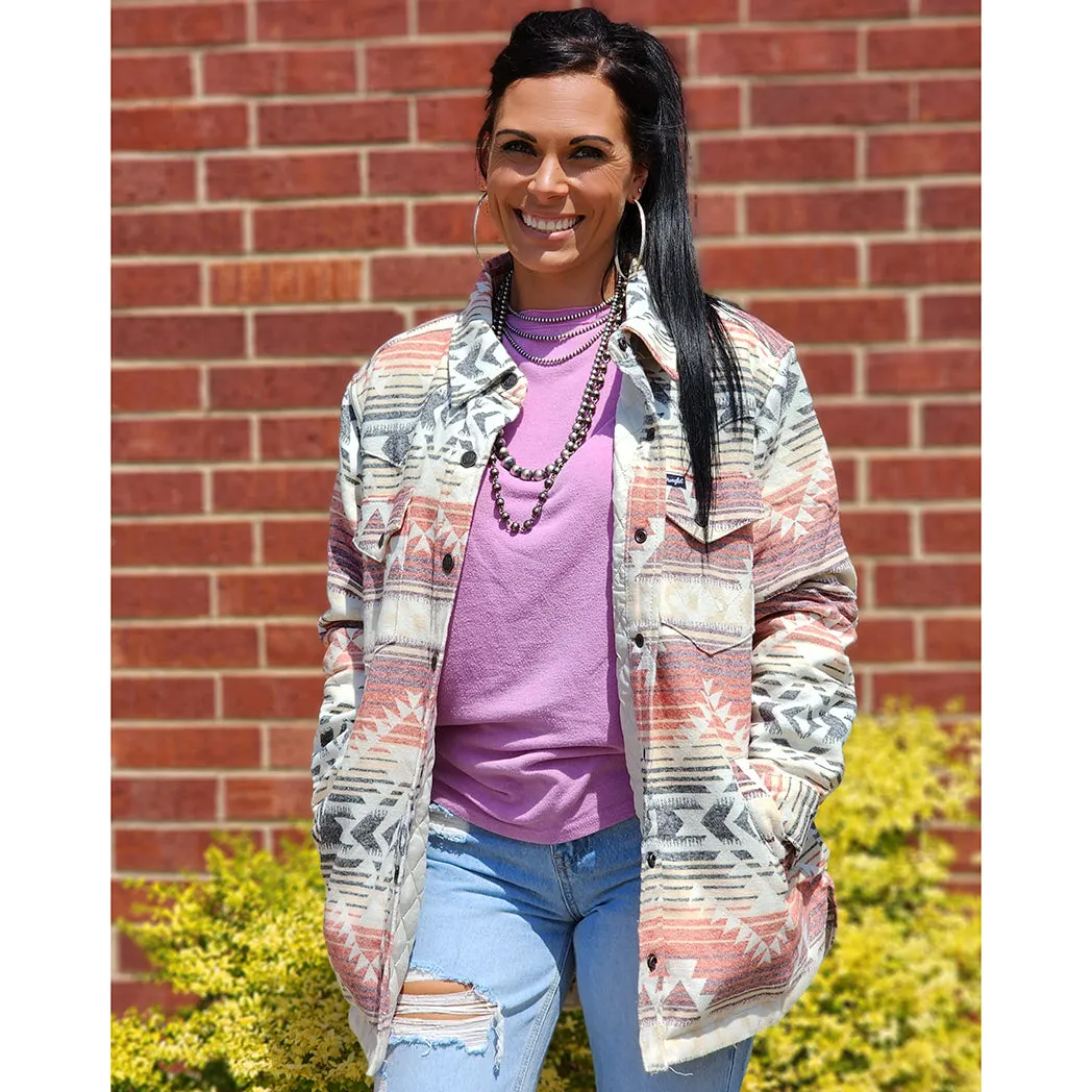 Wrangler Women's Pink & White Aztec Shacket