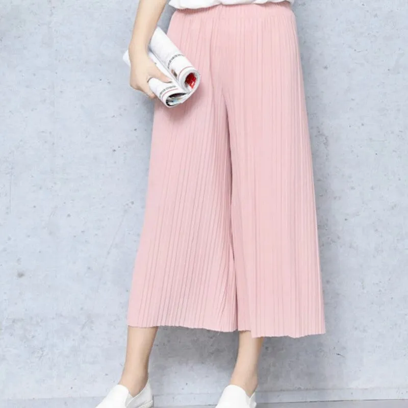 Wrinkle High Waist Wide Leg Pants