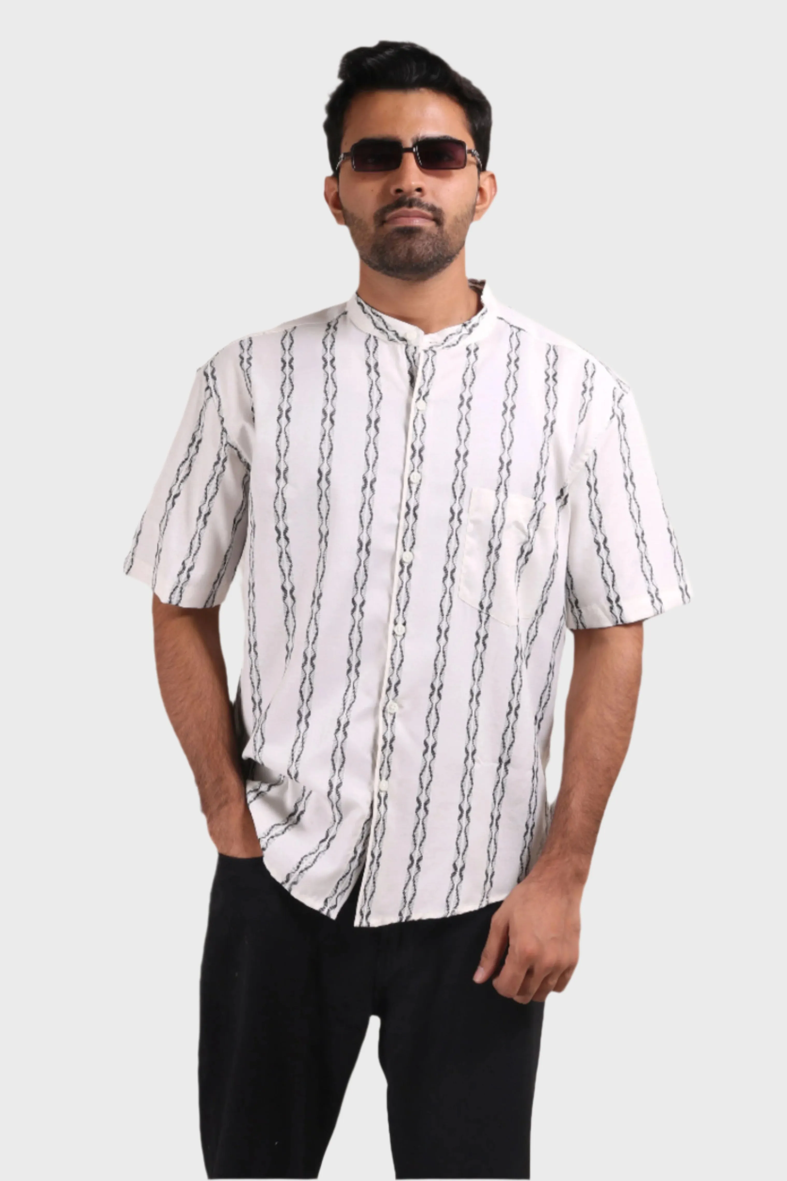 XKIND WHITE STRIPES REGULAR FIT SHIRT