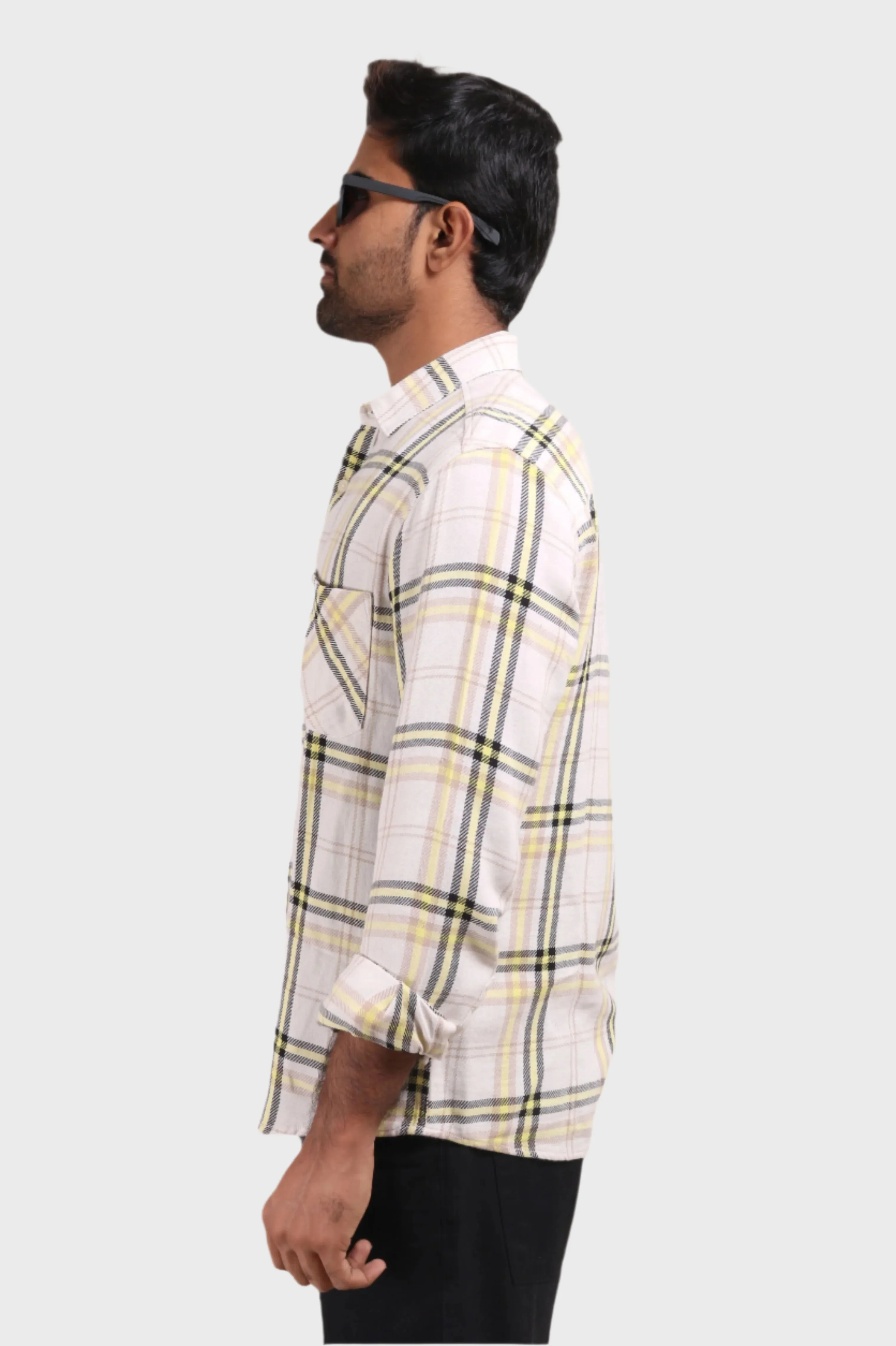 XKIND YELLOW CHECKS REGULAR FIT SHIRT