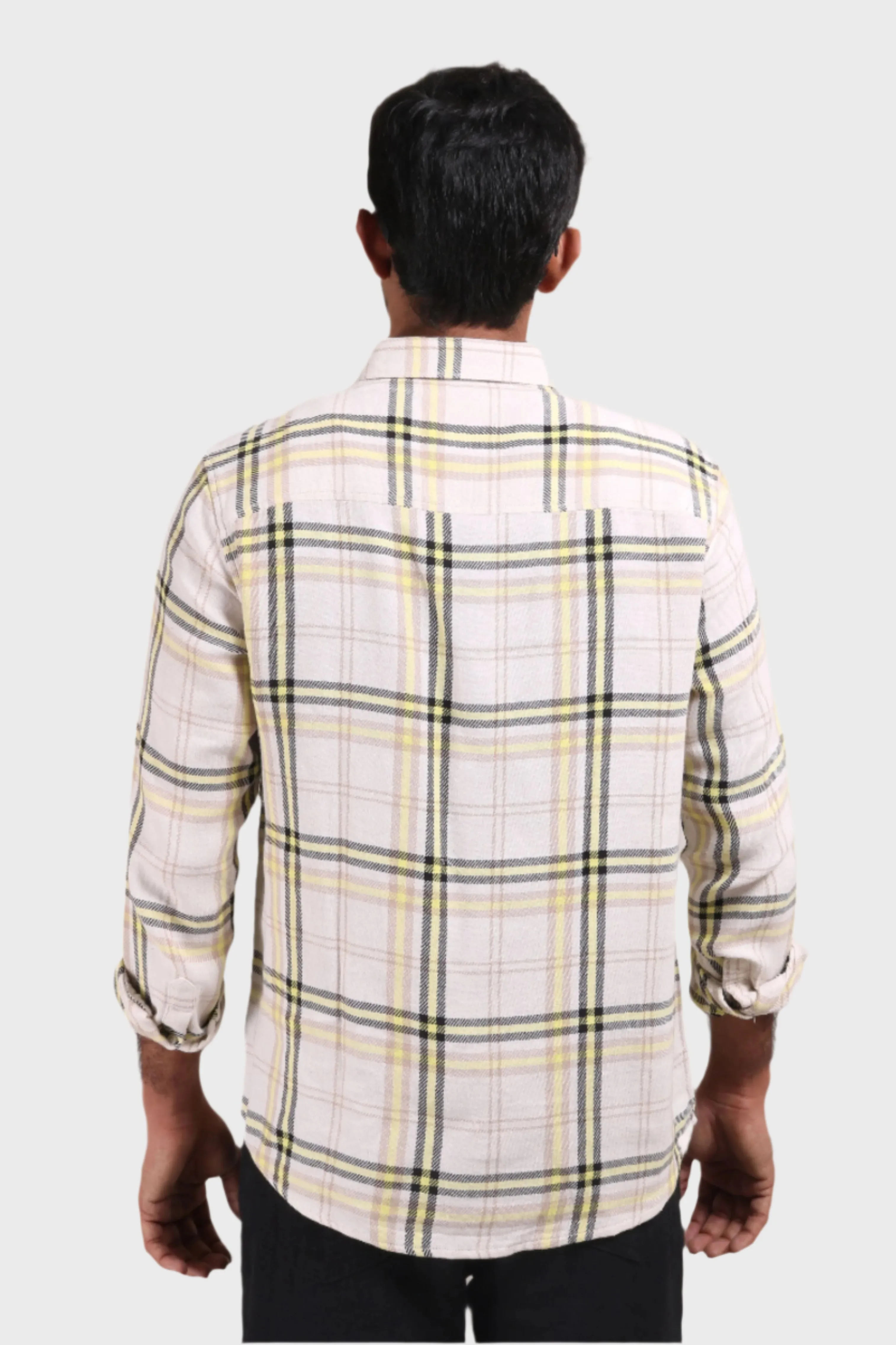 XKIND YELLOW CHECKS REGULAR FIT SHIRT