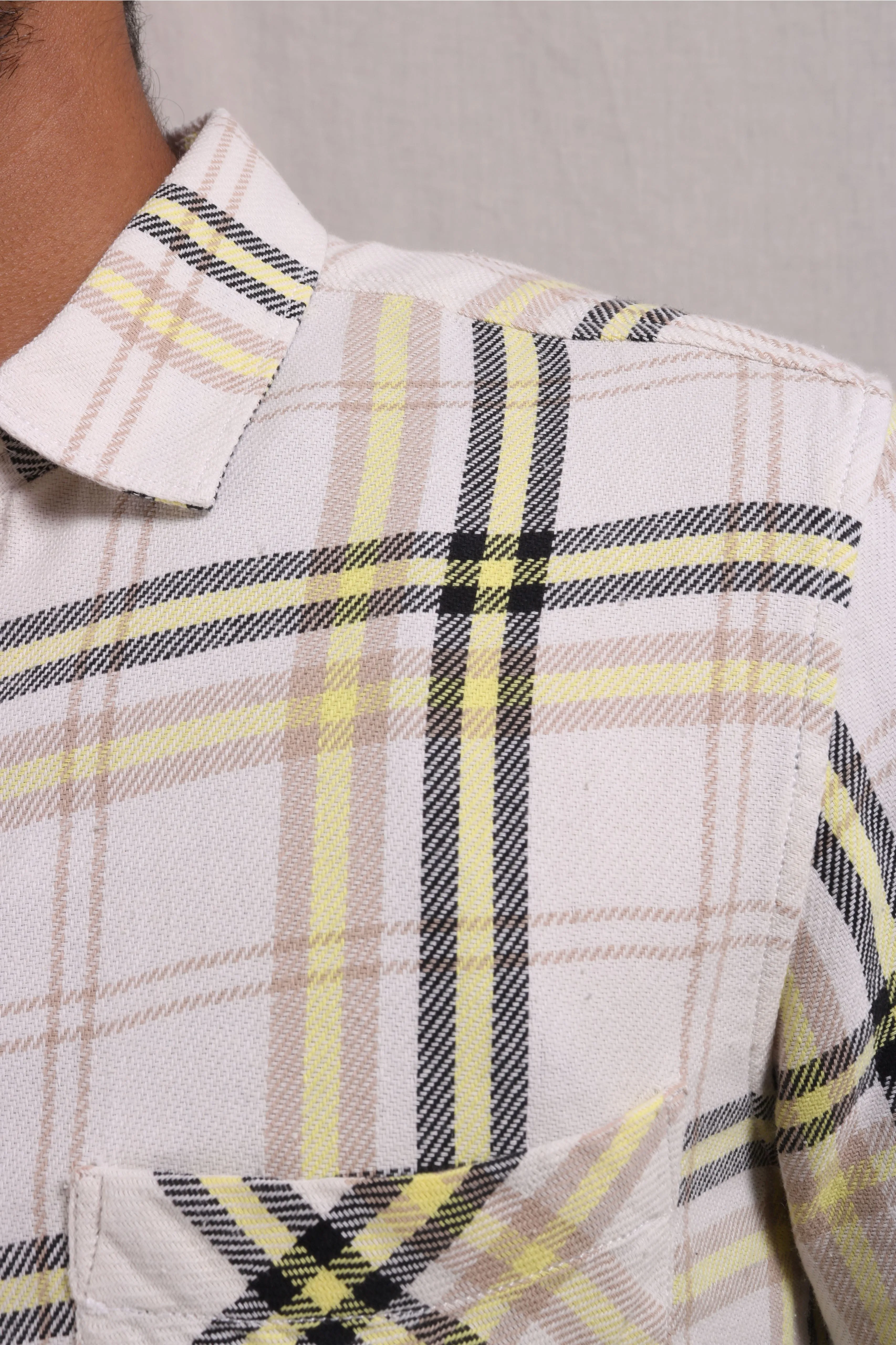 XKIND YELLOW CHECKS REGULAR FIT SHIRT