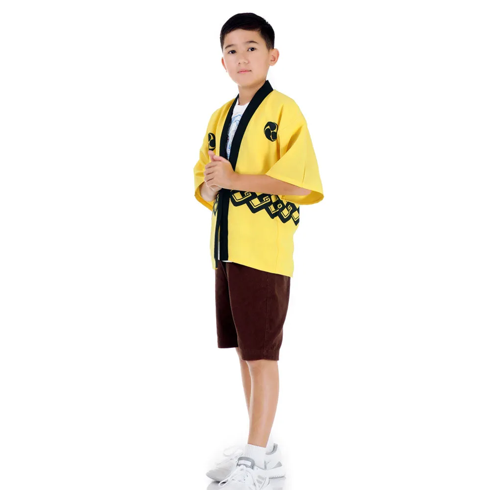 Yellow Japanese Kids Happi Kimono Jacket Kin Sunshine