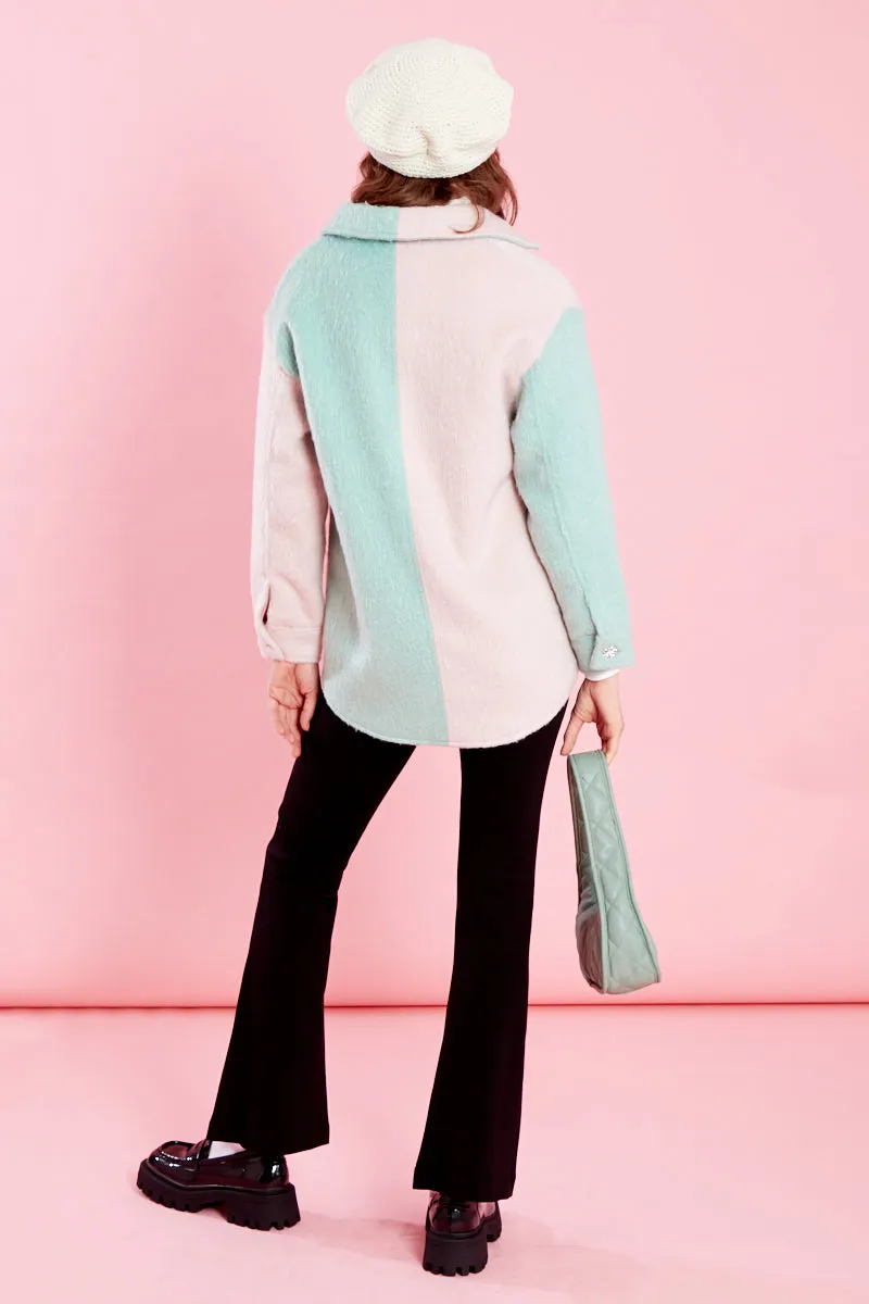 Zeena Colour Block Shacket - Pink & Green